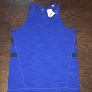 Les Mills Activechill speedwick blue/blk stretch blend work out gym tank t shirt